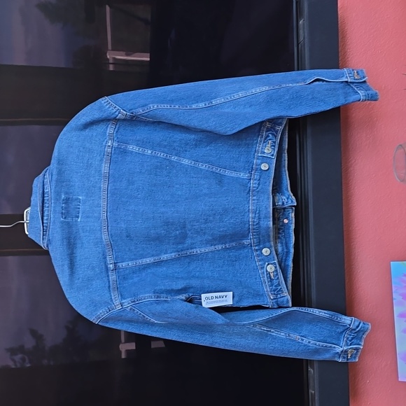 NWT Old Navy cropped trucker jacket in dark wash size medium - Picture 6 of 14